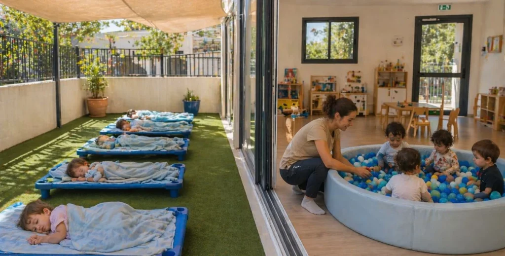 Sieste en plein à la Petite Crèche d'éguilles